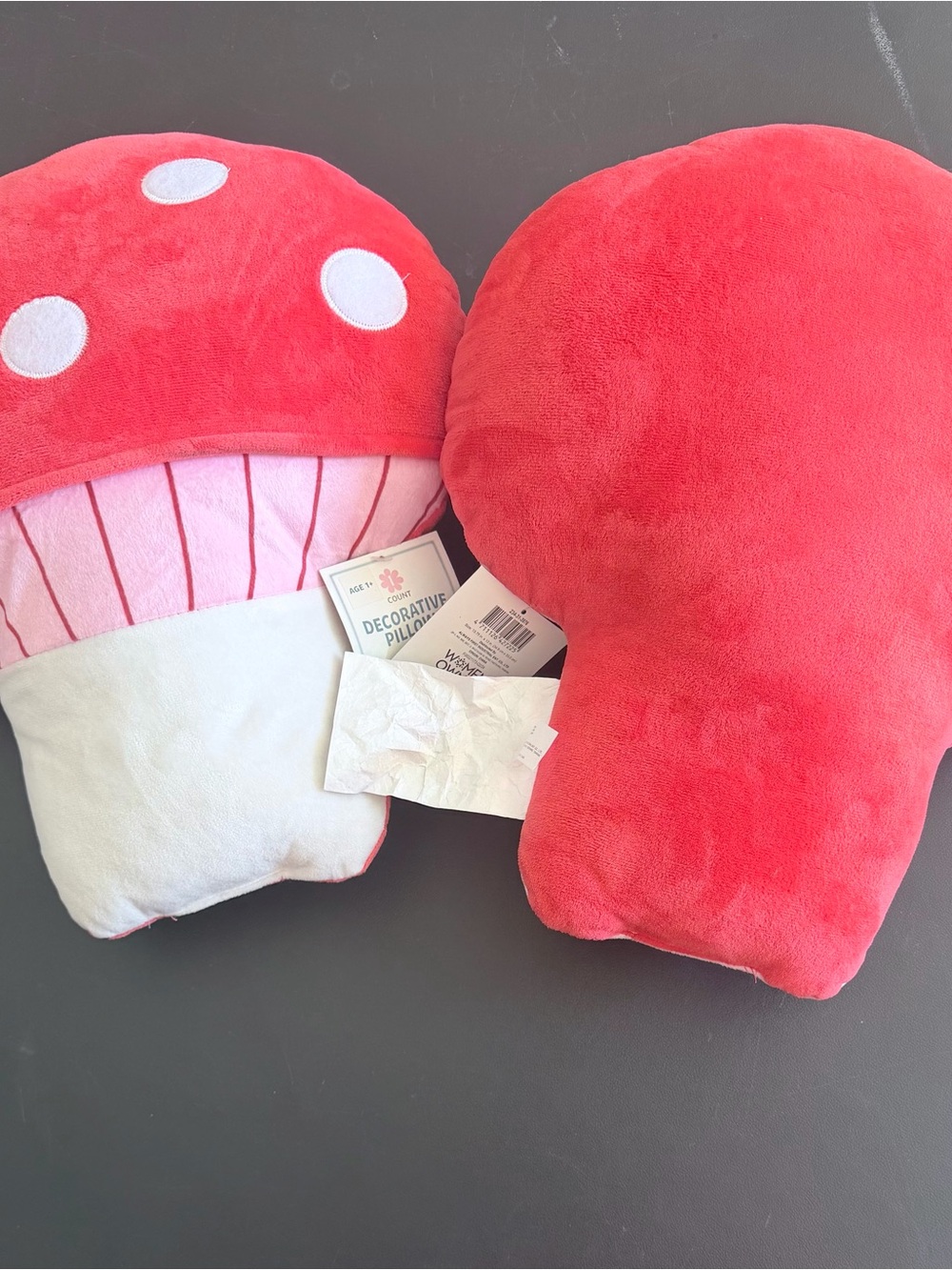 Pair of Plush Mushroom Decorative Pillows - Cute Plush Duo